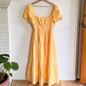 Aritzia‎ Yellow Dress Size Large Cottagecore Cotton Dress